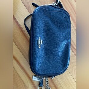 Coach Black Leather Bag with gold Chain